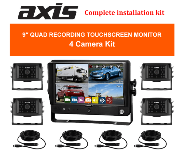9inch QUAD RECORDING TOUCHSCREEN MONITOR-4 Camera Kit-RS