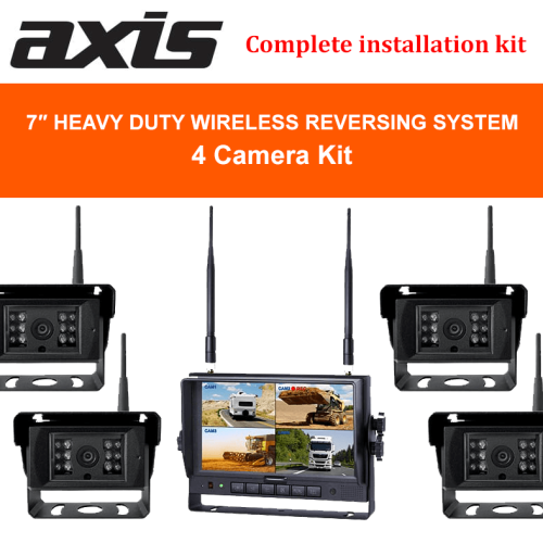 RS-Axis 7-inches Heavy Duty Wireless Reversing System 4 Cameras