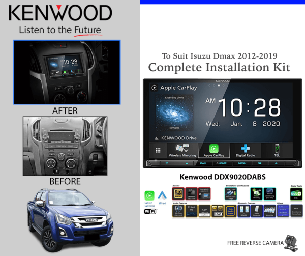 Kenwood DDX9020DABS for Isuzu Dmax 2012-2019 Car Stereo Upgrade