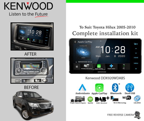 Kenwood DDX920WDABS Car Stereo Upgrade To Suit Toyota Hilux 2005 to 2010
