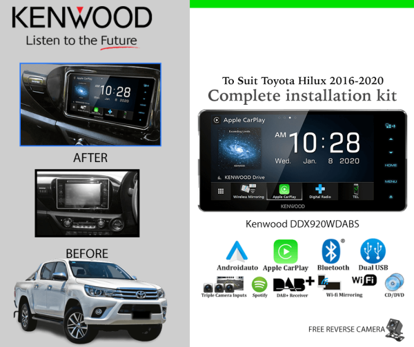 Kenwood DDX920WDABS Car Stereo Upgrade To Suit Toyota Hilux 2016-2020
