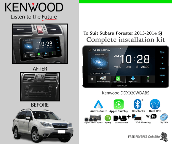 Kenwood DDX920WDABS for Subaru Forester 2013-2014 SJ Car Stereo Upgrade Kit