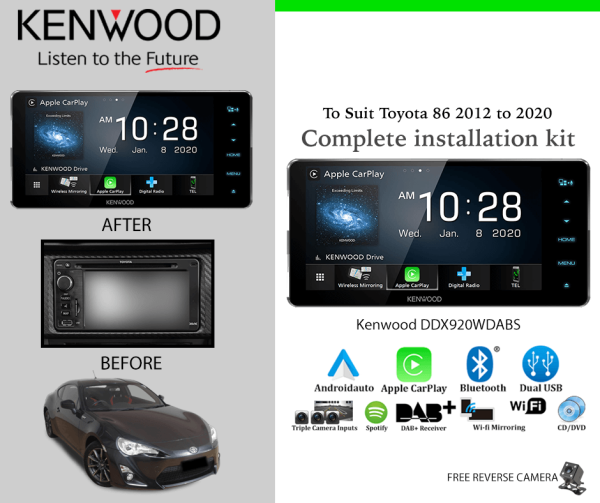 Kenwood DDX920WDABS for Toyota 86 2012 to 2020 – Car Stereo Upgrade