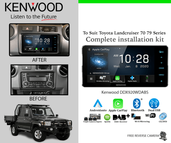 Kenwood DDX920WDABS Car Stereo Upgrade To Suit Toyota Landcruiser 70 79 Series