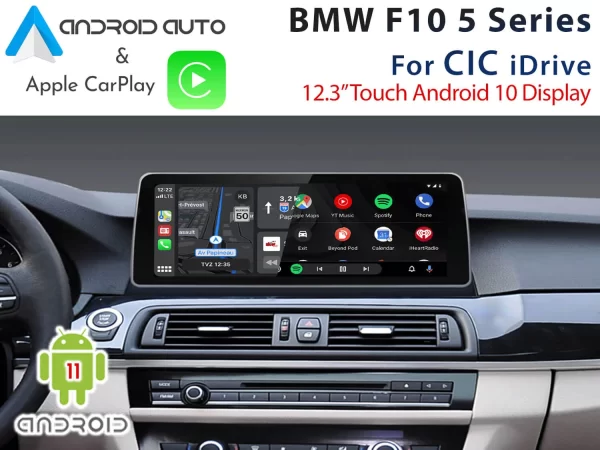 [2010-12] BMW F10 5 Series CIC-HIGH – 12.3″ Touch Android 11 Display + Apple CarPlay & Android Auto