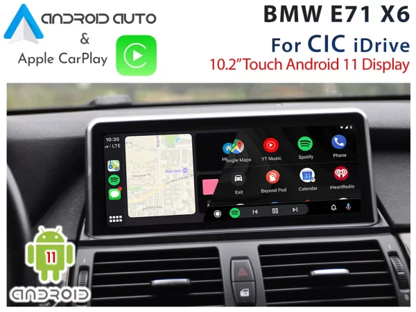 BMW E71 X6 LCI / CIC iDrive – 10.2″ Touch Android 11 Display with CarPlay & Android Auto