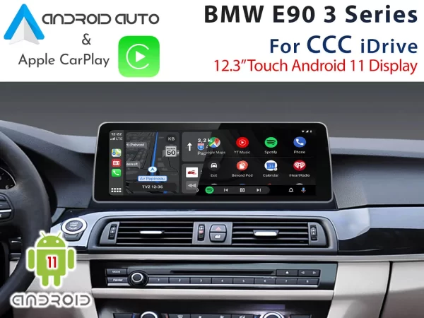 BMW E90 E91 E92 3 Series CCC – 12″ Android 11 / Apple CarPlay & Android Auto Replacement display