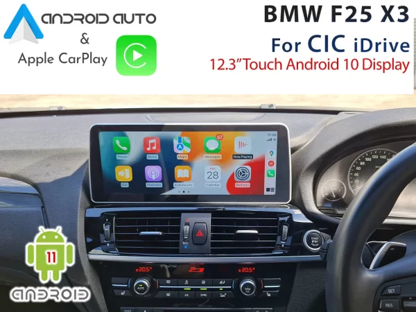 BMW F25 X3 CIC iDrive – 12.3″ Touch Android 11 Display + Apple CarPlay & Android Auto