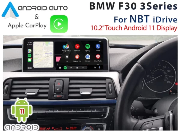 BMW F30 3 Series- 10.2″ Touch Android 11 Display + Apple CarPlay & Android Auto