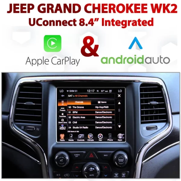 Jeep Grand Cherokee WK2 UConnect 8.4″ Integrated Android Auto & Apple CarPlay Package Kit