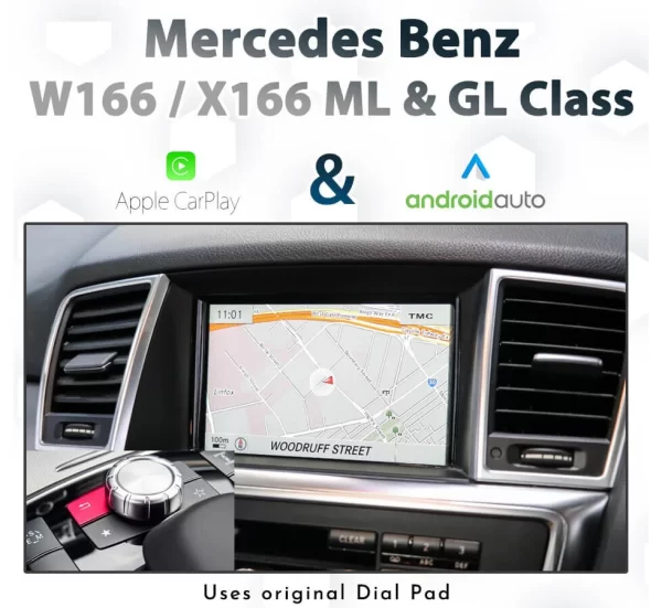 Mercedes Benz W166 / X166 ML & GL Class 2012 – 2015 Dial control CarPlay & Android Auto Integration