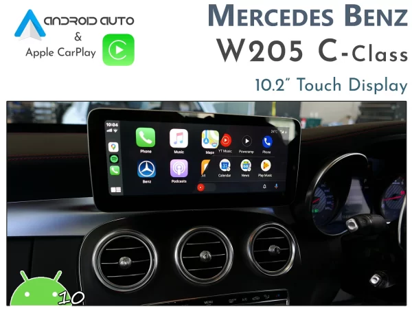Mercedes Benz W205 C-Class – Android 10 Touch display + Apple CarPlay & Android Auto