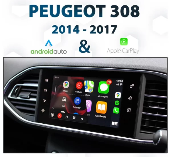 PEUGEOT 308 [2014-2017] – Apple CarPlay & Android Auto Integration for SMEG audio