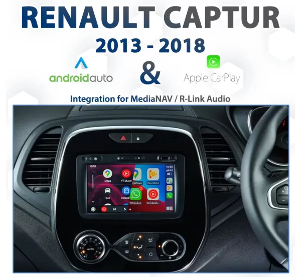Renault Captur 2013-2018 Apple CarPlay & Android Auto Integration for MediaNAV audio