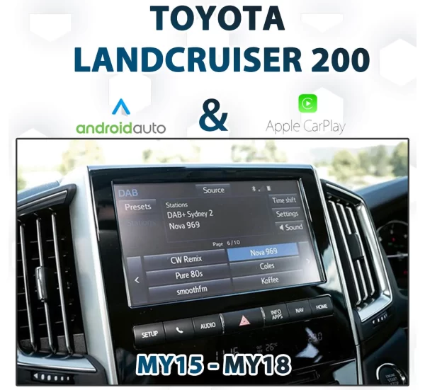 Toyota Landcruiser 200 2015-2018 Resistive Screen – Apple CarPlay & Android Auto Integration
