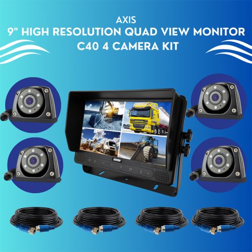 Axis 9” High Resolution Quad View Monitor C40 4 Camera Kit